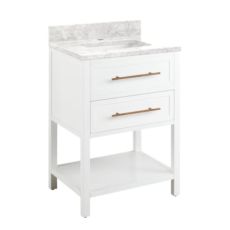 A large image of the Signature Hardware 953332-24-RUMB-1 Bright White / Carrara Marble