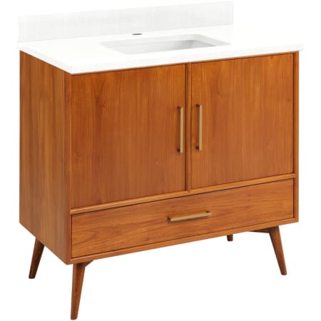 A large image of the Signature Hardware 953363-36-RUMB-1 Teak / Feathered White