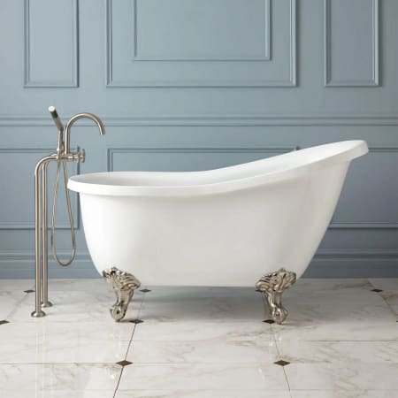 A large image of the Signature Hardware 928279-51-RR White / Polished Brass Feet