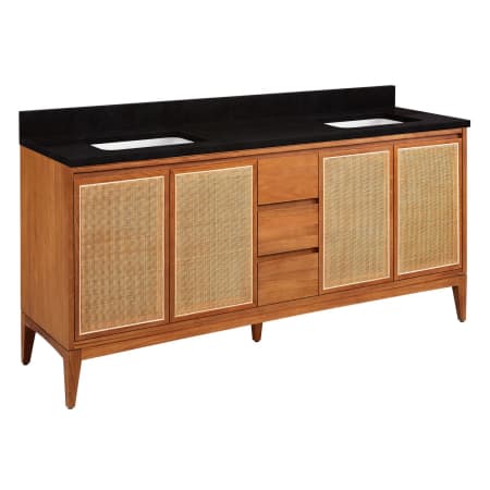 A large image of the Signature Hardware 953674-72-RUMB-0 Teak / Absolute Black