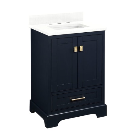 A large image of the Signature Hardware 953665-24-RUMB-8 Midnight Navy Blue / Feathered White Quartz