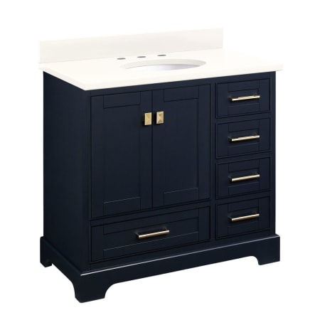 A large image of the Signature Hardware 953665-36-UM-8 Midnight Navy Blue / Arctic White Quartz