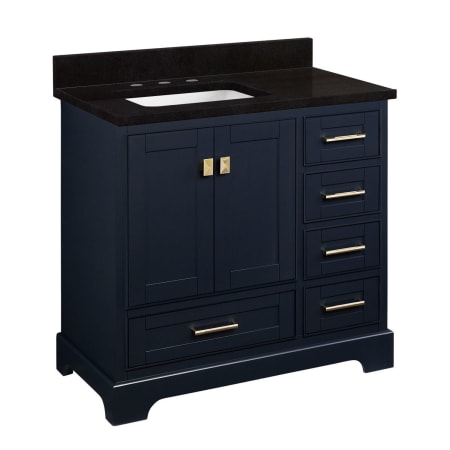 A large image of the Signature Hardware 953665-36-RUMB-8 Midnight Navy Blue / Absolute Black