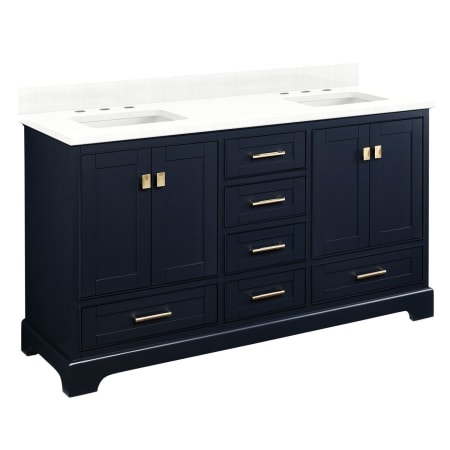 A large image of the Signature Hardware 953665-60-RUMB-8 Midnight Navy Blue / Feathered White Quartz