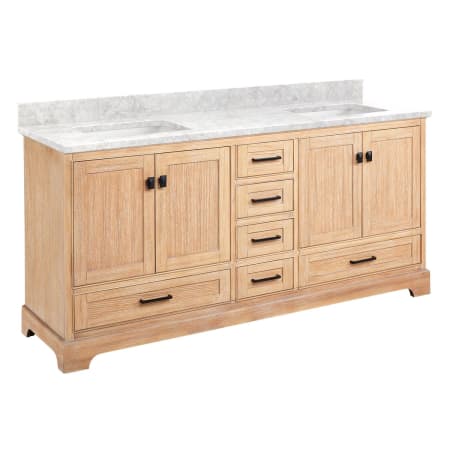 A large image of the Signature Hardware 953664-72-RUMB-0 Driftwood Brown / Carrara Marble