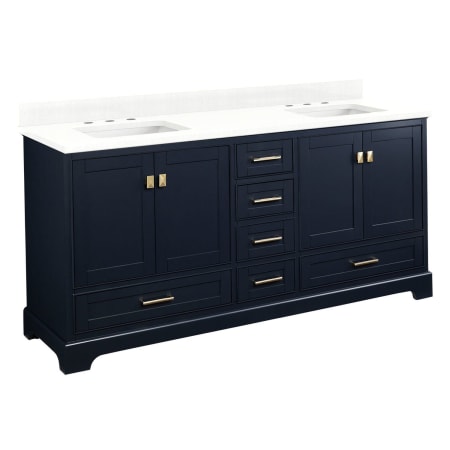 A large image of the Signature Hardware 953665-72-RUMB-8 Midnight Navy Blue / Feathered White Quartz