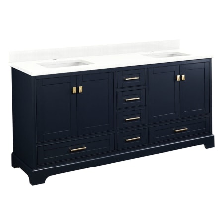 A large image of the Signature Hardware 953665-72-RUMB-1 Midnight Navy Blue / Feathered White Quartz