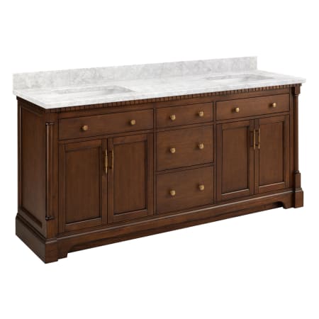 A large image of the Signature Hardware 953831-72-RUMB-0 Antique Coffee / Carrara Marble