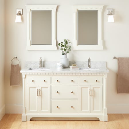 A large image of the Signature Hardware 953832-60-RUMB-1 White / Carrara Marble