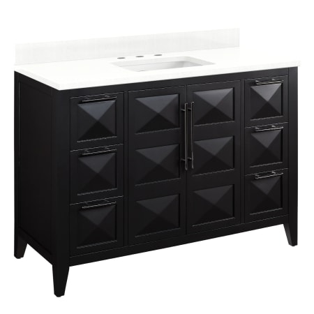A large image of the Signature Hardware 953859-48-RUMB-8 Black / Feathered White