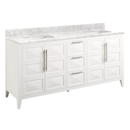 A large image of the Signature Hardware 953860-72-RUMB-1 Bright White / Carrara Marble