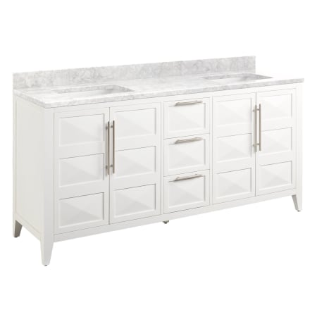 A large image of the Signature Hardware 953860-72-RUMB-0 Bright White / Carrara Marble