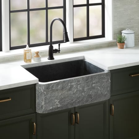 A large image of the Signature Hardware 953873 Blue Gray Granite