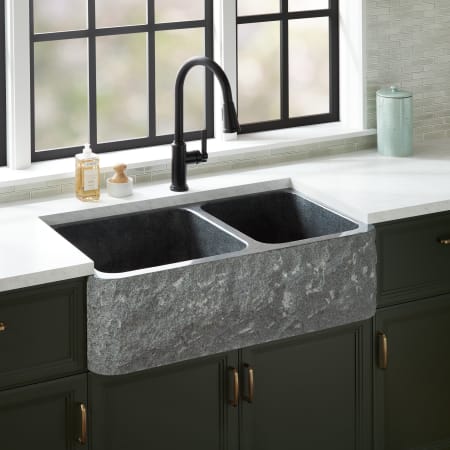 A large image of the Signature Hardware 953874 Blue Gray Granite