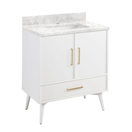 A large image of the Signature Hardware 953912-30-RUMB-1 Bright White / Carrara Marble