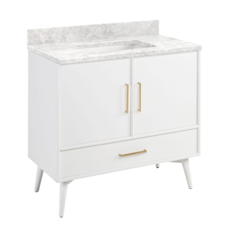 A large image of the Signature Hardware 953912-36-RUMB-0 Bright White / Carrara Marble