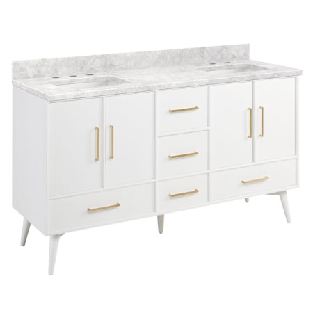 A large image of the Signature Hardware 953912-60-RUMB-8 Bright White / Carrara Marble