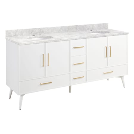 A large image of the Signature Hardware 953912-72-UM-8 Bright White / Carrara Marble