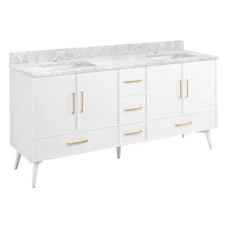 A large image of the Signature Hardware 953912-72-RUMB-1 Bright White / Carrara Marble