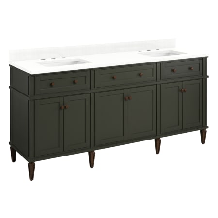 A large image of the Signature Hardware 954001-72-RUMB-8 Dark Olive Green / Feathered White
