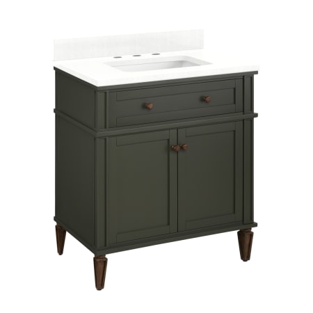 A large image of the Signature Hardware 954001-30-RUMB-8 Dark Olive Green / Feathered White