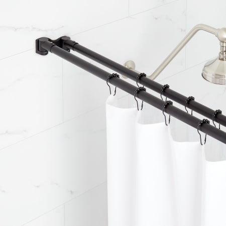 Straight Brass Shower Rod Faucet, Signature Hardware Fixed Shower Curtain Rod
