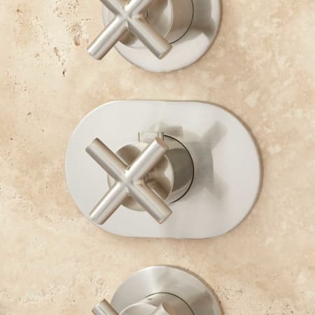 A large image of the Signature Hardware 925945 Signature Hardware-925945-Valve Trim Close Up - Brushed Nickel