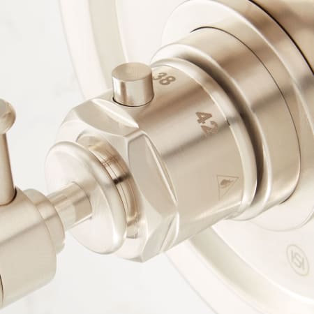 A large image of the Signature Hardware 940601-10-6 Signature Hardware-940601-10-6-Brushed Nickel Temperature Detail