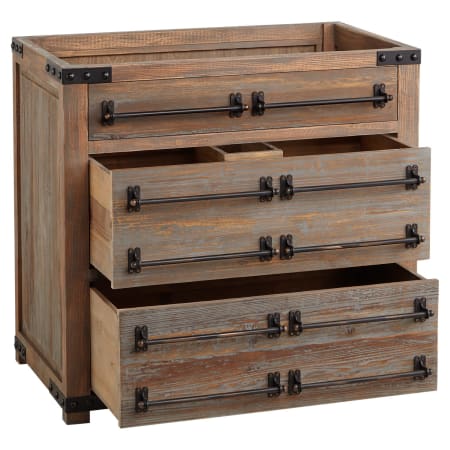 A large image of the Signature Hardware 942285-8 Signature Hardware-942285-8-Vanity Cabinet Base Only Opened View at Angle