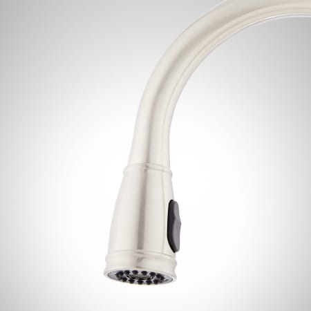 Signature Hardware 449232 Brushed Nickel Cordelia 1.8 GPM Single Hole Pull Down Kitchen Faucet ...