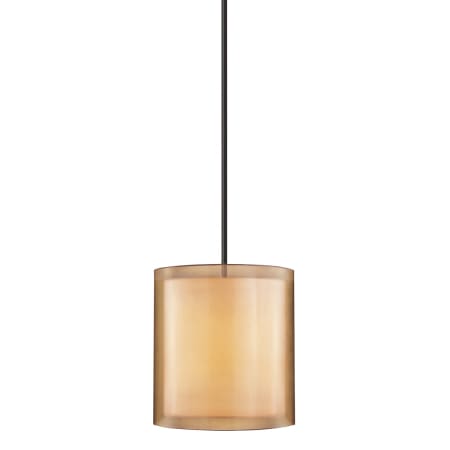 A large image of the Sonneman 6019 Black Brass with Bronze Organza Shade