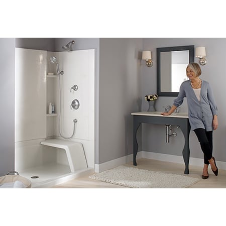 A large image of the Sterling 72290103 Accord Seated Shower in Bathroom