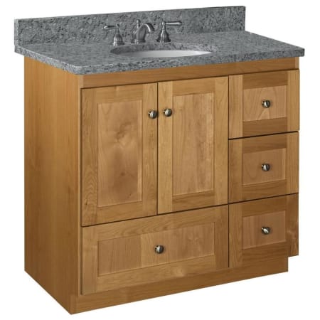 A large image of the Strasser Shaker-36-4-Vanity-Right Natural Alder