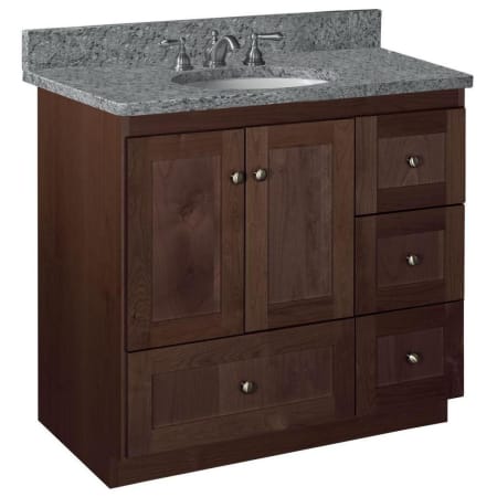 A large image of the Strasser Shaker-36-4-Vanity-Right Dark Alder