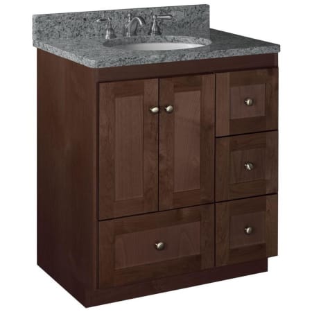 A large image of the Strasser Shaker-30-4-Vanity-Right Dark Alder