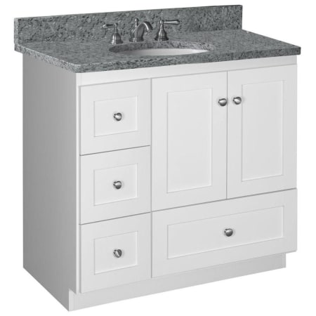 A large image of the Strasser Shaker-36-4-Vanity-Left Satin White