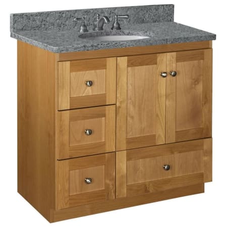 A large image of the Strasser Shaker-36-4-Vanity-Left Natural Alder