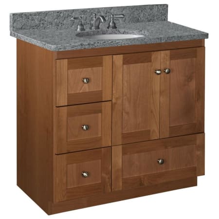 A large image of the Strasser Shaker-36-4-Vanity-Left Medium Alder