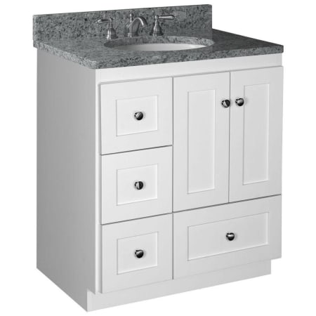 A large image of the Strasser Shaker-30-4-Vanity-Left Satin White