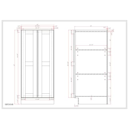 A large image of the Sunny Wood SHP2454B-A Dimensions