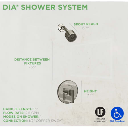 A large image of the Symmons 3501-CYL-B Dia Shower Only Dimensions