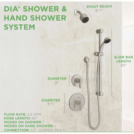 A large image of the Symmons 3505-H321-V-CYL-B Dia Shower System Brushed