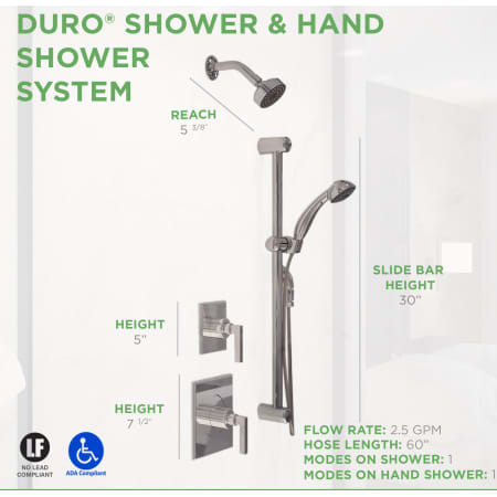 A large image of the Symmons 3605-H321-V Duro Shower System Dimensions