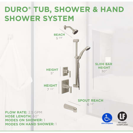 A large image of the Symmons 3606-H321-V Duro Shower System Brushed