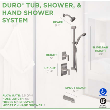 A large image of the Symmons 3606-H321-V Duro Shower System Dimensions