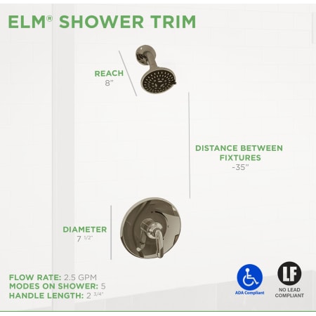A large image of the Symmons 5501-TRM Elm Shower Only Dimensions