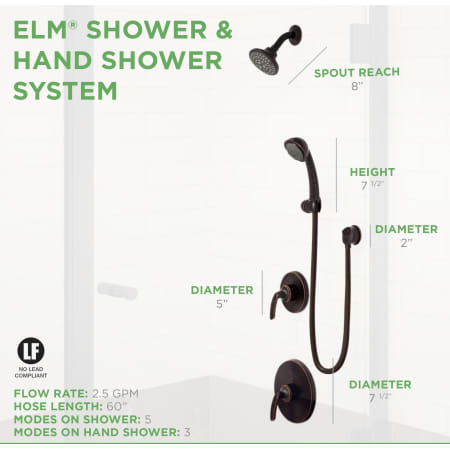 A large image of the Symmons 5505 Elm Shower System Bronze