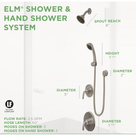 A large image of the Symmons 5505 Elm Shower System Brushed