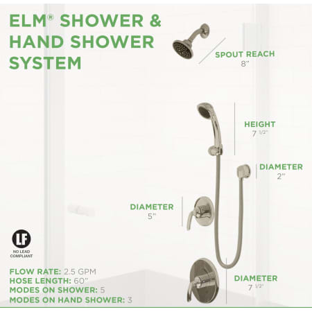 A large image of the Symmons 5505 Elm Shower System Dimensions