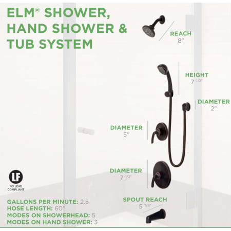 A large image of the Symmons 5506 Elm Shower System Bronze